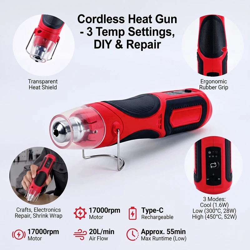 Portable Cordless Mini Heat Gu - đánh giá và giá Heat Gun Small